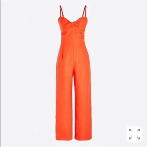 J. Crew Factory Tie Front Linen Blend Jumpsuit